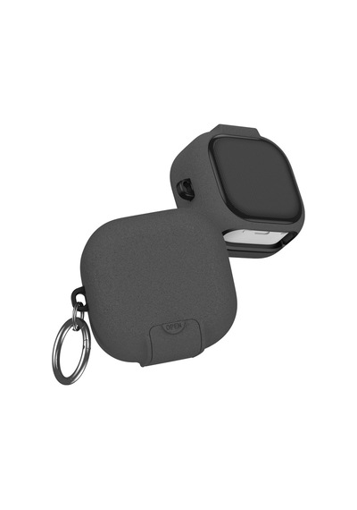 Samsung Galaxy Buds4 Ve Buds4 Pro Uyumlu Güvenlik Kilitli Telefon Standı Fonksiyonlu Premium Kulaklık Kılıfı Gri