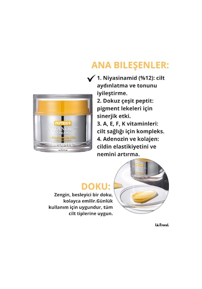 Medipeel Peptide 9 Vitanol Pro Cream 50 Ml Cilt Elastikiyetini Ve Ton Dengesini Peptitli Krem M0409