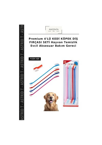 Premium 4'lü Kedi Köpek Diş Fırçası Seti Hayvan Temizlik Evcil Aksesuar Bakım Gereci