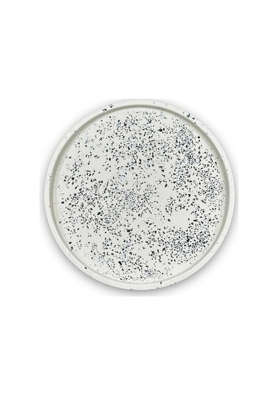 Dekoratif Terrazzo Yuvarlak Tepsi 26 Cm Beton Mermer Desenli Sunumluk Organizer Tepsi Marble