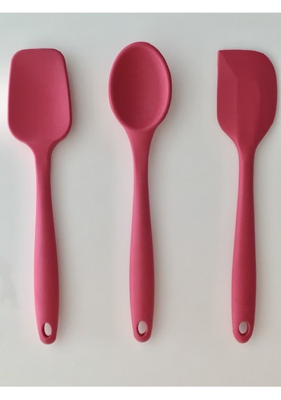 Pink Rose Bybirgul Büyük Boy Silikon Spatula & Kaşık Set