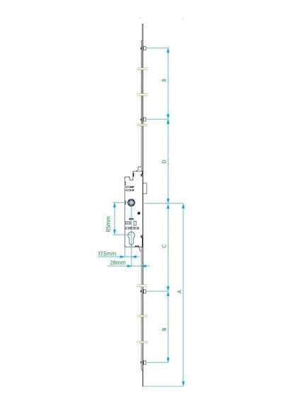Plastik Gövdeli Pvc Kilitli Kapı I Spanyolet 180 Cm 35/85 Eksen