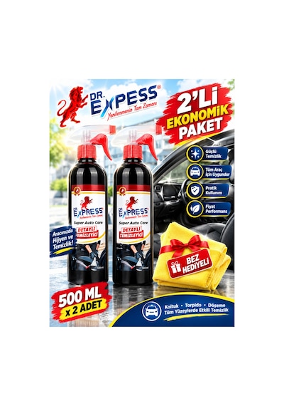 Premium Detaylı Temizleyici Döşeme Temizleyici Güçlü Leke Çıkarıcı Araba Temizleyici 500 Ml Etkili Bez Hediyeli