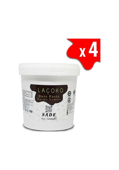 Laçoko Kova Şekersiz Katkısız Vegan Doğal Hurma Ezmesi Hurma Dolgusu Hurma Püresi 4 x 1 KG