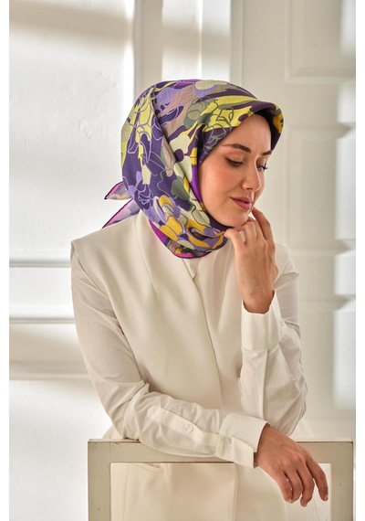 Silk Home Twill İpek Eşarp 11483-42 Mor, Fuşya, Asit, Koyu Yeşil, Lila, Butter Yellow