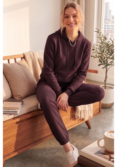 Moibody Kadın 3 İplik Şardonlu Eşofman Takımı Premium Kapüşonlu Sweatshirt Ve Jogger Alt Acı Kahve Acı Kahve Moibody Kadın 3 İplik Şardonlu Eşofman Takımı Premium Kapüşonlu Sweatshirt Ve Jogger Alt Acı Kahve Acı Kahve