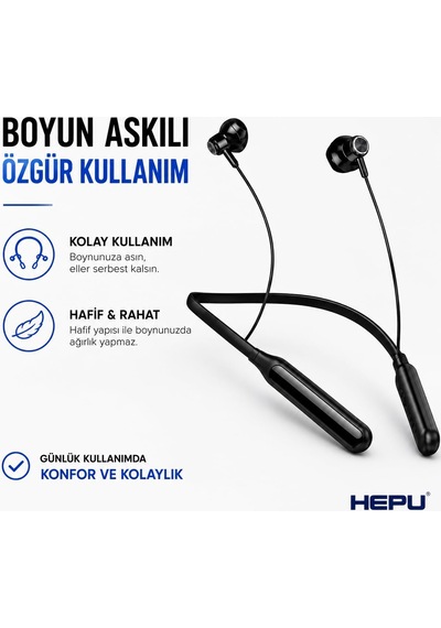 Bluetooth Kulaklık Hp-628 Boyun Askılı Bluetooth 5.4 Teknolojisi Mıknatıslı Kulak Uçları