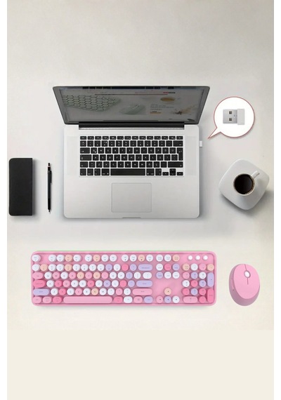 Büro Ev Ofis Bilgisayarı İçin Sevimli Pembe Combo Klavye Mouse Seti Diğer