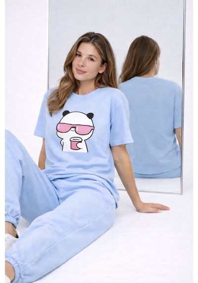 Nevermınd Sevgili Kombini Panda Bardak Baskılı Çift Tişört Oversize Unisex Partner Kombin Çift Seti Mavi Mavi Nevermınd Sevgili Kombini Panda Bardak Baskılı Çift Tişört Oversize Unisex Partner Kombin Çift Seti Mavi Mavi