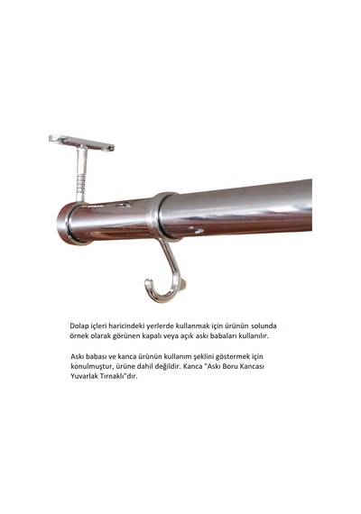 Yuvarlak Askı Borusu, 30 Cm, Parlak Metal, Mutfak, Banyo, Vestiyer, Portmanto, Çok Amaçlı Metalik