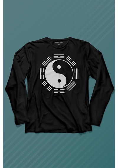 Hyuga Clan Symbol Characters Ying Yang Naruto Uzun Kollu Tişört Baskılı T-shirt 001