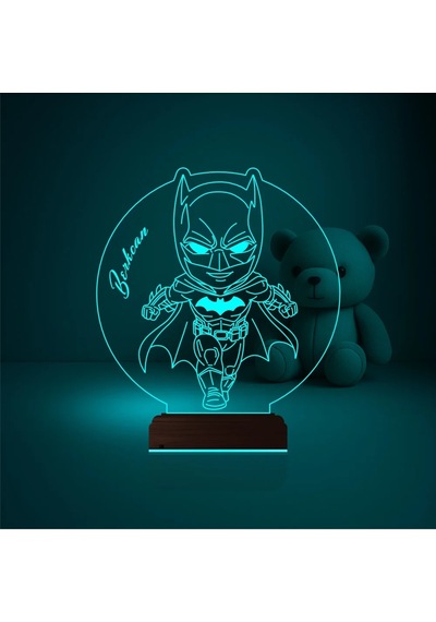 Luvivia Çocuk Odası Batman Çizgi Film Kişiye Özel 3d Lamba - Masa Gece Lambası Şeffaf