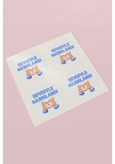 Sevgiyle Hazırlandı Kalp Eller Sticker 3x3cm St2270 Çok Renkli