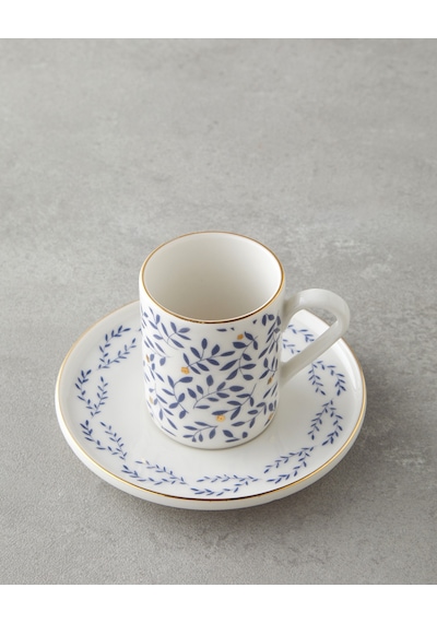 English Home Elyra Bone Porselen 4 Parça 2 Kişilik Kahve Fincan Takımı 90 Ml Mavi Gold Altın - Mavi