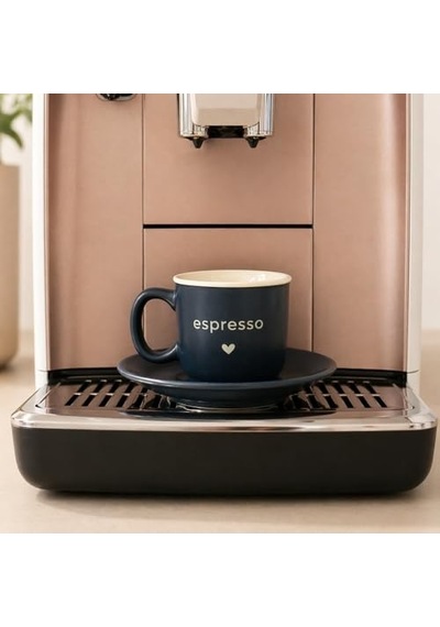 Espresso Fincan Takımı, Porselen, Lacivert Ve Krem Rengi, Fincan Ve Tabak Seti, 2'li Lacivert - Bej Diğer