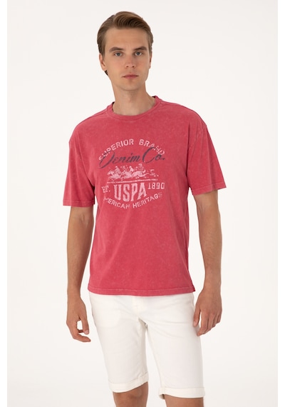 U.S. Polo Assn. Erkek Comfort Fit Vişne Bisiklet Yaka Tişört 50300239-VR223