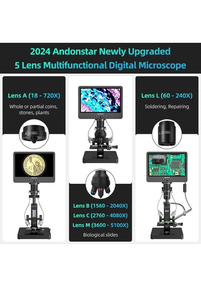 Andonstar Ad269s 5 Lens + Endoscope Hdmı Uhd 2160p Dijital Mikroskop