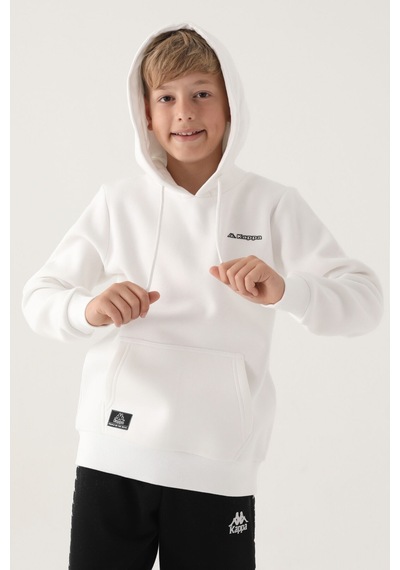 Kappa Krem Kanguru Cep Kapüşonlu Erkek Çocuk Sweatshirt