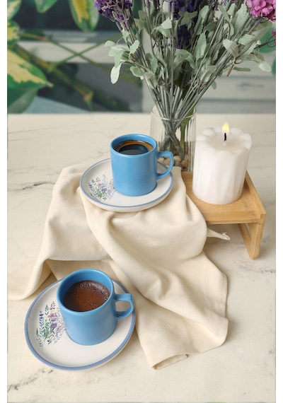 Keramika Elegant Blossoms Mavi Kahve Takımı 4 Parça 2 Kişilik 217