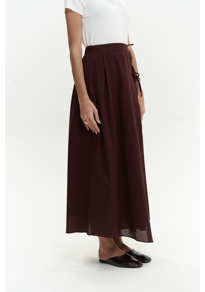Mai Collection Mai Studios Co. Aida İp Detay Pileli Bordo Etek Bordo