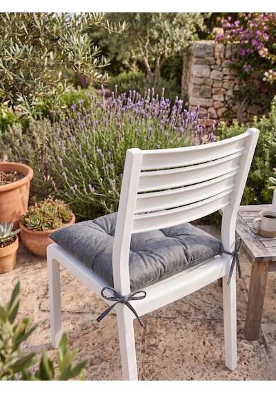 2'li Set 45x45 Cm Antrasit Bağcıklı Sandalye Minderi - Pamuk Polyester Kumaş Kırpıntı Süngerli Bahçe Ve Mutfak Sandalye Minderi Antrasit - Gri