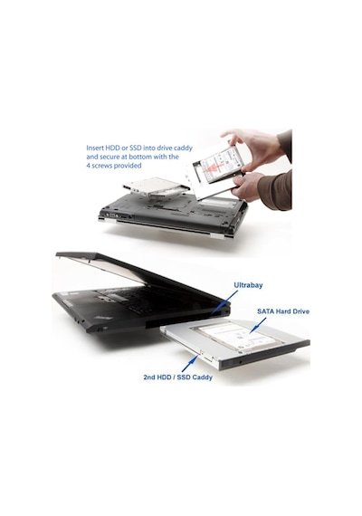 Ssd Caddy 12.7 Mm Dvd To Ssd Kızak 2 Hdd Bağlama