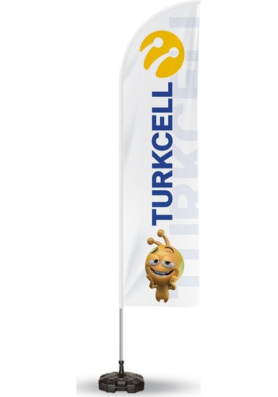 Turkcell Reklam Yönlendirme ve Tanıtım Yelken Bayragı Beyaz