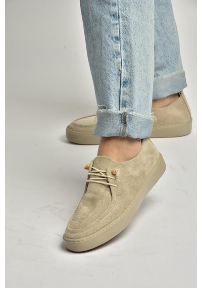 Fox Shoes Y602170902 Bej Süet Bağcıklı Casual Ayakkabı Bej