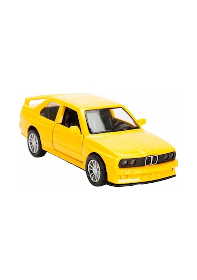 Bmw M3 E30 Işıklı Sesli 1:36 Ölçekli Metal Çek-bırak Mekanizmalı Kapıları Açılabilir Oyuncak Araba Sarı
