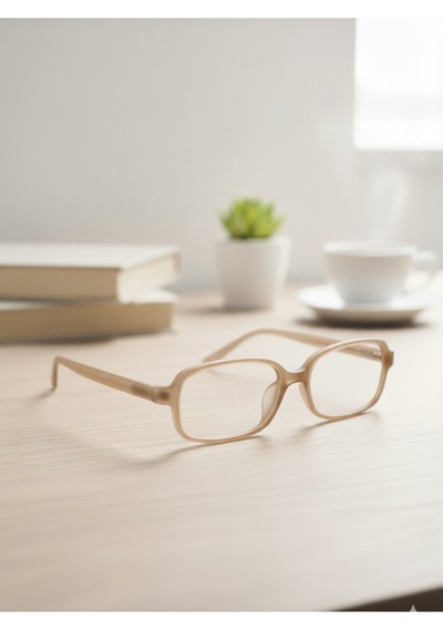 Glamy Kare Model Optik Uyumlu Mavi Işık Korumalı Gözlük Modern Çerçeveli Trend Şık Ve Modern Bej