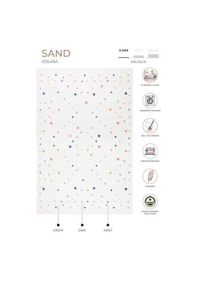 Koza Halı Sand Krem Multi Kolay Temizlenebilir Halı Kilim Oturma Odası Yata Multi