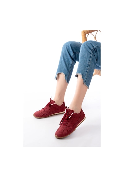 Rs-01 Bordo Süet İnce Taban Günlük Spor Ayakkabı Bordo