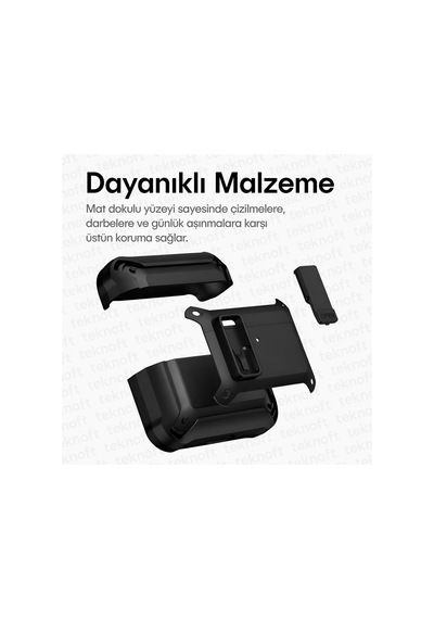 Samsung Galaxy Buds 3 Pro, Buds 3 Ve Buds 3 Fe İle Uyumlu Mandallı Kapak Kilit Sistemli Mat Dokulu Darbelere Dayanıklı Premium Silikon Kılıf