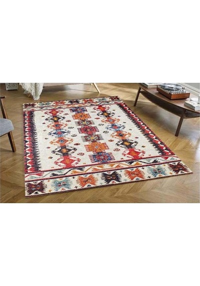 Piksel Halı Beyaz Renkli Geometrik Desen Dijital Baskı Halı Çok Renkli