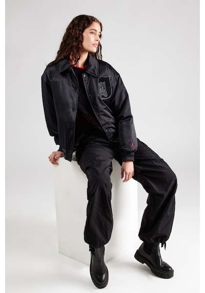 Nike Michael Jordan Varsity Loose Fit Bomber Jacket Black Kadın Bol Kesim Ceket Mont Siyah Siyah