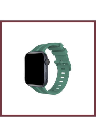 Storeşahin Apple Watch 38mm Uyumlu Kr408 Çizgili Silikon Kordon - Yeşil Shn0720