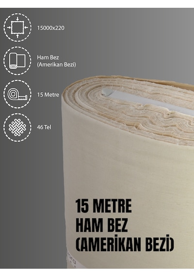 %100 Pamuk 46 Tel Amerikan Bezi Ham Bez Punch Kumaş - Krem 1500x220 CM