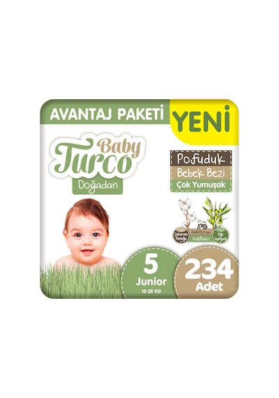 Baby Turco Doğadan 5 Beden Bebek Bezi Avantaj Paketi Pofuduk 78x3 234 Adet 5 Numara