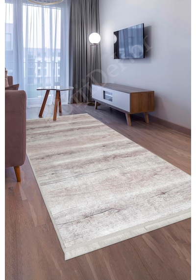 Dijidekor Halı Vizon Cool Ky7005 Yıkanabilir Saçaklı Kesme İn... Vizon