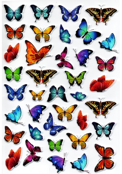 Sticker Kabartmalı A4 Boyutunda Stiker Defter, Planlayıcı Etiket, - Lim097 - Mini Kelebekler