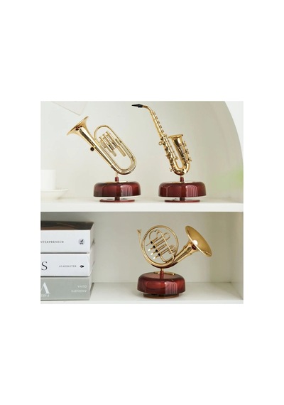 Retro Desenli Music Box Hediyelik Dekor Desenli Hediyelik Eşya Dekor Müzikli Kutu Hediyelik Desenli Saksafon