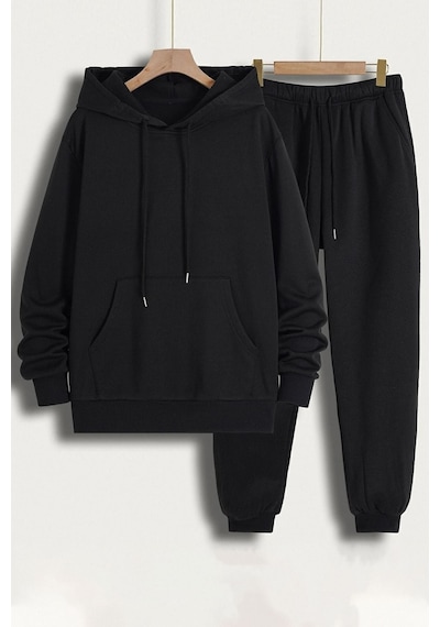 Uyguntarz Unisex Drawing Butterflies Sırt Baskılı Eşofman Takımı Siyah