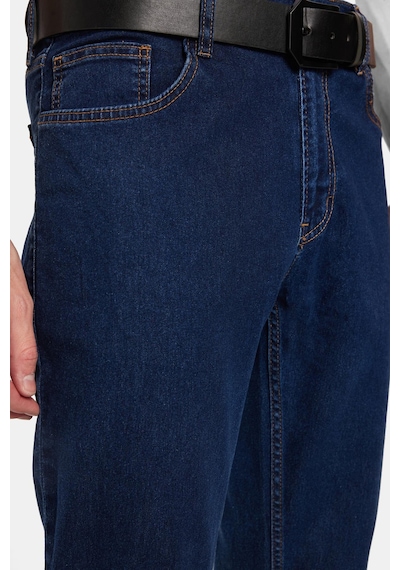 Tudors Erkek Slim Fit Yıkamalı Taşlamalı Esnek Kot Düz Paça Tapered Lacivert Pantolon-34830 Lacivert