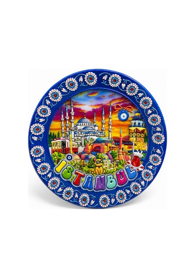 10 Adet İstanbul Temalı Seramik Magnet Buzdolabı Magneti, Hatıra Dekor, 7,5 Cm, Ceramic Fridge Magnet