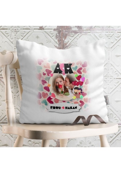 Kişiye Özel Aşk Tasarımlı Beyaz Yastık - 3