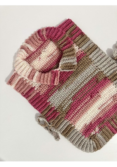 Byehandmade El Yapımı Pembe Renk Bebek Önlük Süveter Çok Renkli