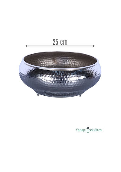 Yapay Çiçek Sitesi Metal Dekoratif Darbeli Ufo Model Saksı 11 Cm Gümüş Gümüş