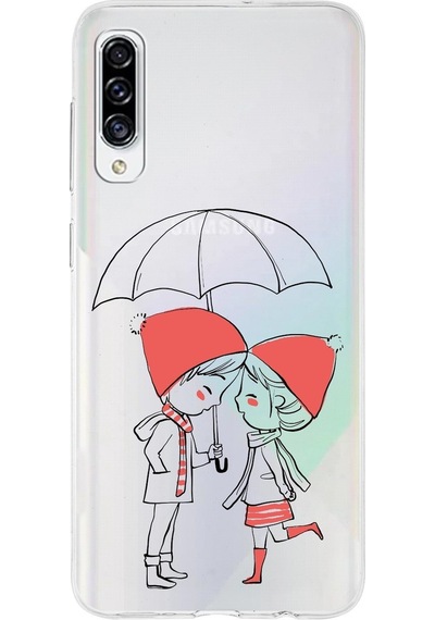 Samsung Galaxy A30s Uyumlu Kapak Aşk Tasarımlı Şeffaf Silikon Kılıf Şeffaf