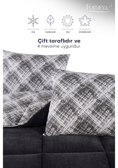 Formeya Siyah Tek Kişilik Wellsoft Yorgan Yastık Kılıflı