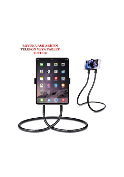 Telefon Tablet Tutucu Boyuna Askılı Masa Üstü Siyah...